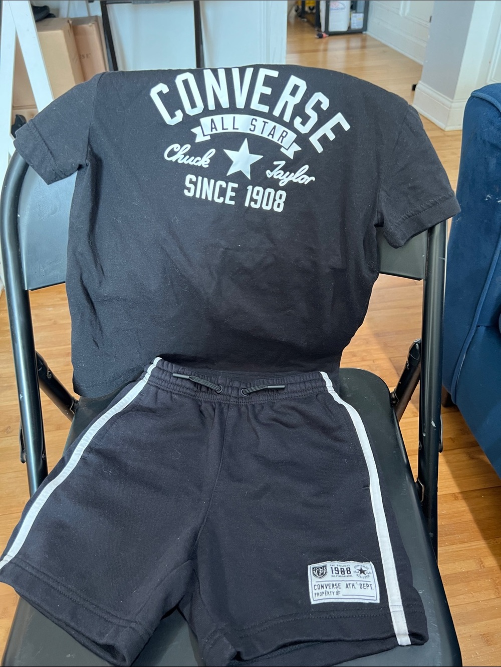 Converse Black Men’s Athletic Shorts with White Side Stripes